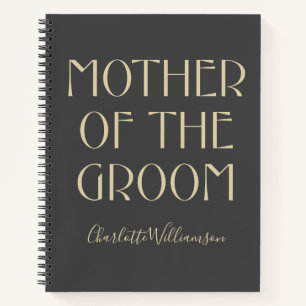 Moeder van de Groom Black Typography Name Wedding Notitieboek