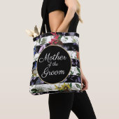 Moeder van de Groom Black White Stripes Flowers Tote Bag (Dichtbij)