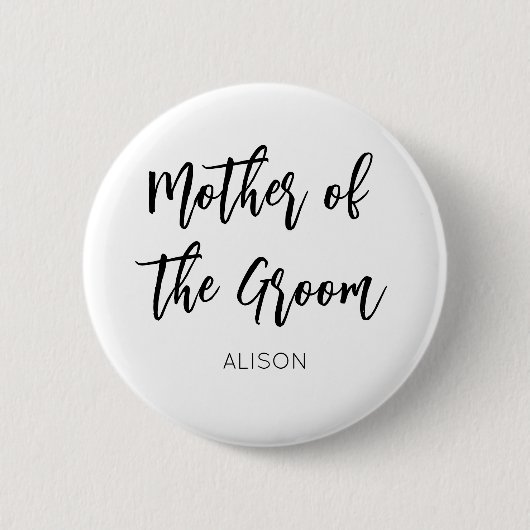 Moeder van de Groom Black White Wedding Button (Voorkant)