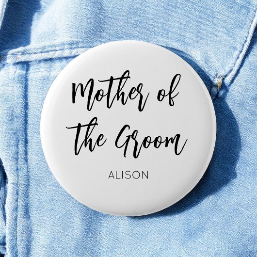 Moeder van de Groom Black White Wedding Button