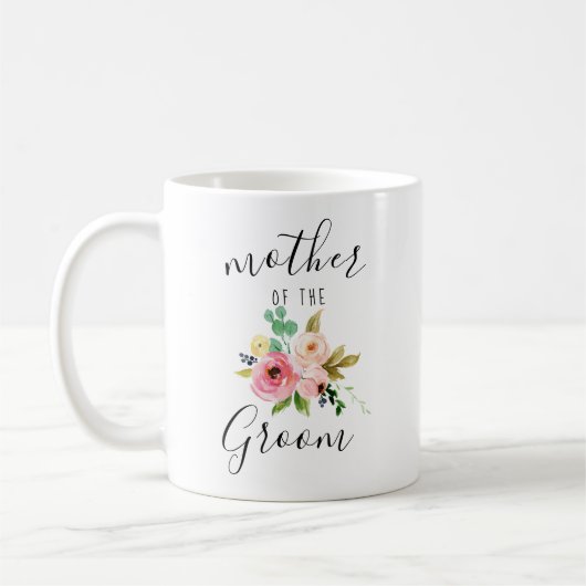 Moeder van de Groom Blush Florals Wedding Gift Koffiemok (Links)