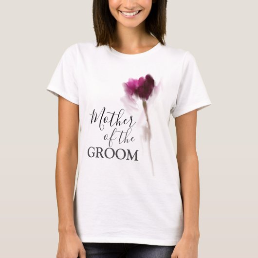 "MOEDER VAN DE GROOM" | Bourgogne Tulip Floral T-shirt (Voorkant)