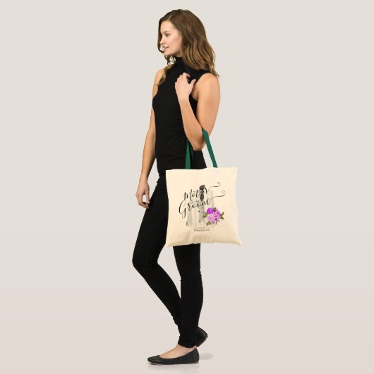 Moeder van de Groom - Bridal Partij - Paarse Flora Tote Bag (Voorkant (model))