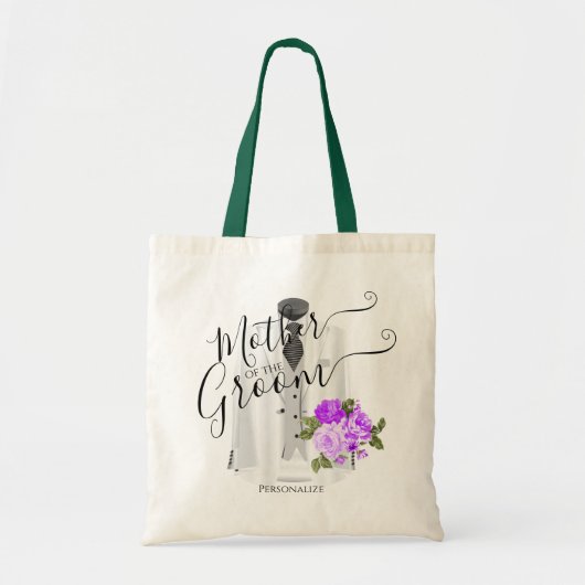 Moeder van de Groom - Bridal Partij - Paarse Flora Tote Bag (Voorkant)
