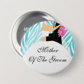 Moeder van de Groom Button / Pin Turquoise (Voorkant /achterkant)