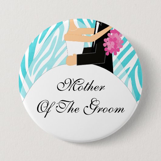 Moeder van de Groom Button / Pin Turquoise (Voorkant)