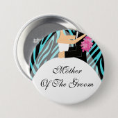 Moeder van de Groom Button / Pin Turquoise (Voorkant /achterkant)