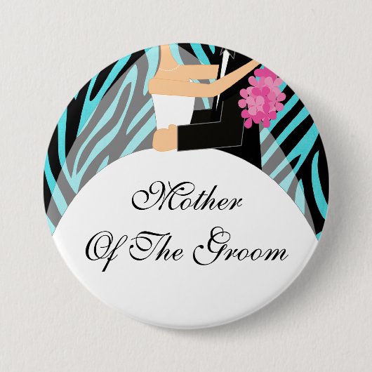Moeder van de Groom Button / Pin Turquoise (Voorkant)