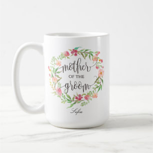 Moeder van de Groom, Calligrafie, Floral Wreath-6 Koffiemok