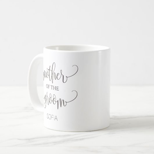Moeder van de Groom Calligraphy Wedding Gift Koffiemok (Voorkant links)