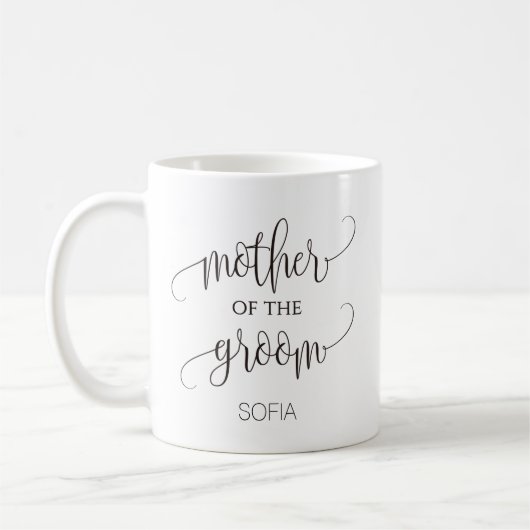 Moeder van de Groom Calligraphy Wedding Gift Koffiemok (Links)