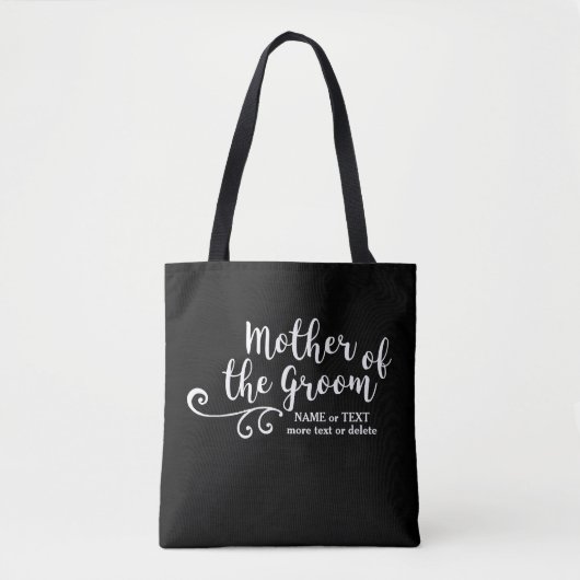 Moeder van de Groom Canvas tas | Modern witscript (Voorkant)