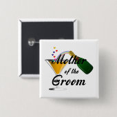 Moeder van de Groom Champagne Toast Vierkante Button 5,1 Cm (Voorkant /achterkant)