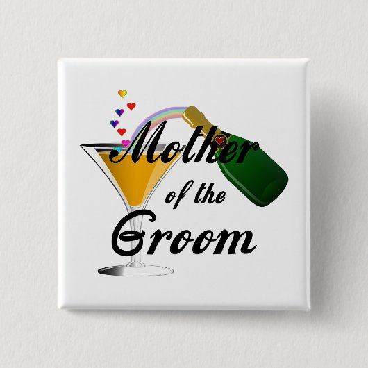 Moeder van de Groom Champagne Toast Vierkante Button 5,1 Cm (Voorkant)