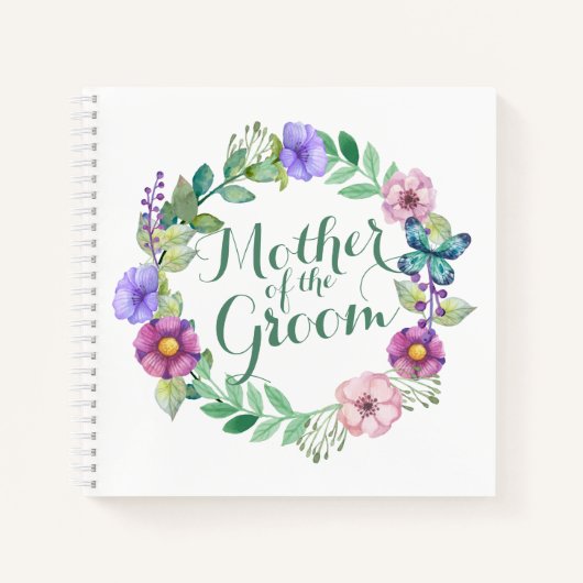 Moeder van de Groom Elegant Floral Wedding Noteboo Notitieboek (Voorkant)