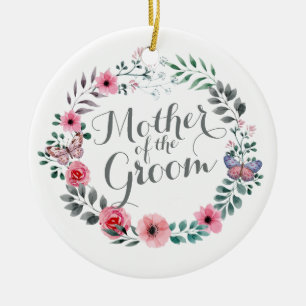 Moeder van de Groom Elegant Floral Wedding Ormenas Keramisch Ornament