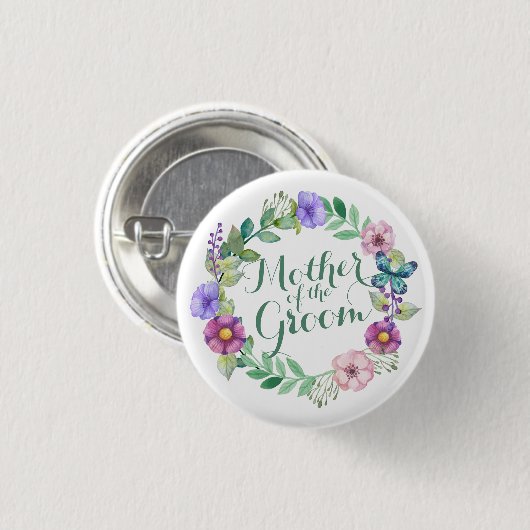 Moeder van de Groom Elegant Floral Weddng Button (Voorkant /achterkant)
