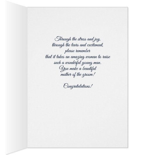 Moeder van de Groom Gefeliciteerd Navy Blue (Binnen (Rechts))