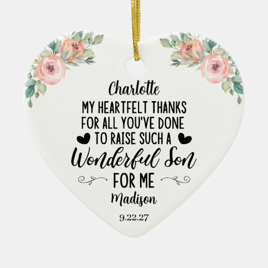 Moeder van de Groom Gift met een dankjewel bericht Keramisch Ornament (Voorkant)