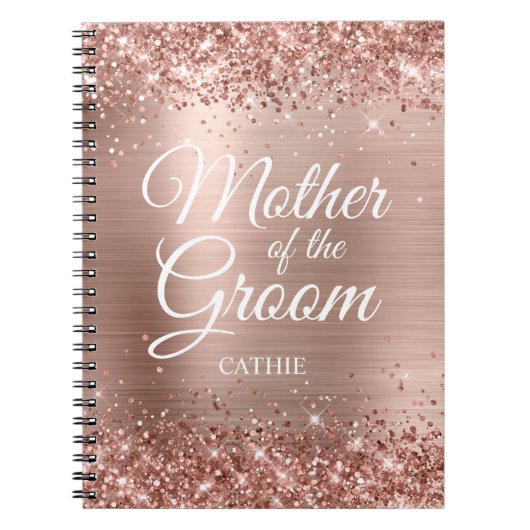Moeder van de Groom Glittery Roos Gold Foil Notitieboek (Voorkant)