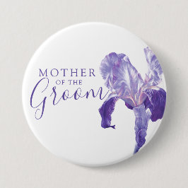 Moeder van de groom iris paarse bruiloft ronde button 7,6 cm