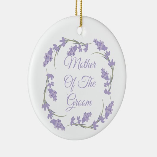 Moeder van de Groom Lavender Floral Wreath Keramisch Ornament (Rechts)