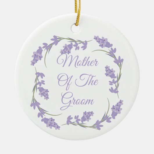 Moeder van de Groom Lavender Floral Wreath Keramisch Ornament (Voorkant)