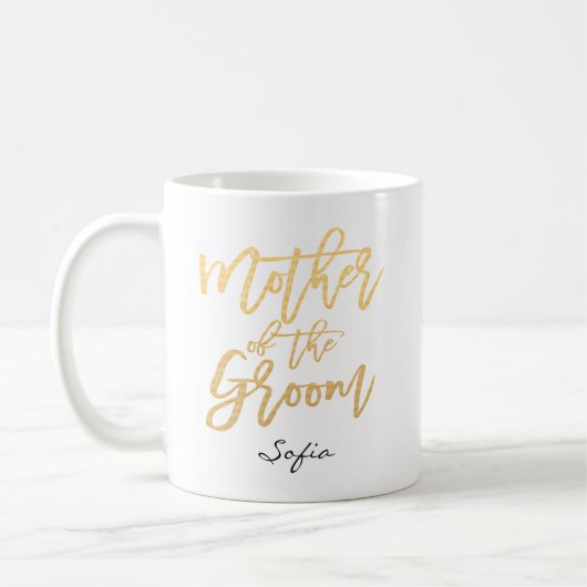 Moeder van de Groom Lettering Custom Koffiemok (Links)