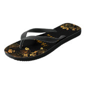 Moeder van de Groom Luxury Black & Gold Foliage Teenslippers (Schuin)