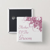 Moeder van de Groom Mauve Bouquet Button (Voorkant /achterkant)