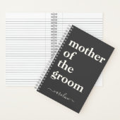 Moeder van de Groom Minimalist Modern Custom Black Notitieboek (Binnen)