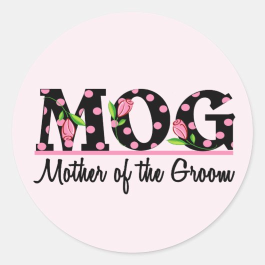 Moeder van de Groom (MOG) Tulip Lettering Ronde Sticker (Voorkant)