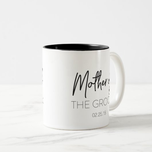 Moeder van de Groom-Mok Tweekleurige Koffiemok (Voorkant rechts)
