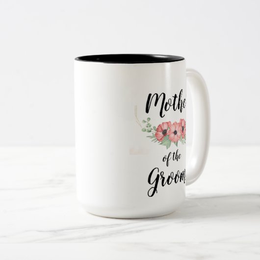 Moeder van de Groom mokken, wit en zwart Tweekleurige Koffiemok (Voorkant rechts)