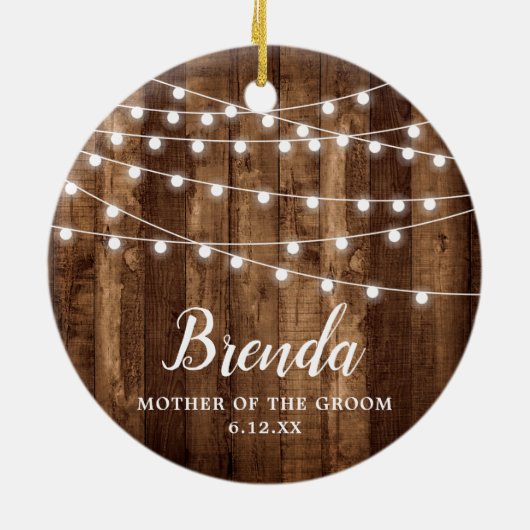 Moeder van de Groom Personalized Farmhouse Lights Keramisch Ornament (Achterkant)