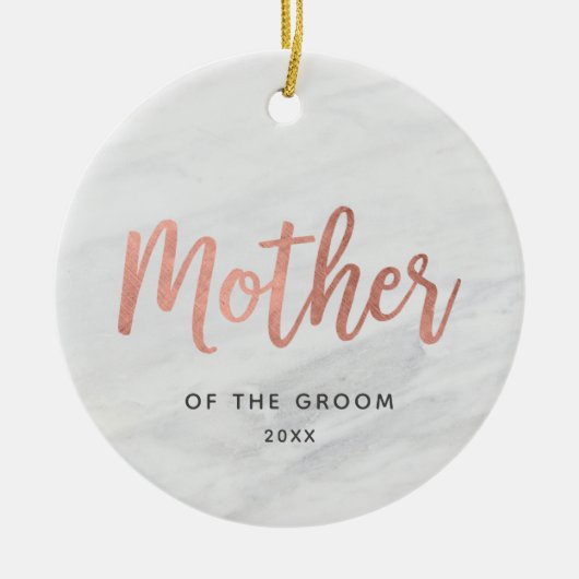 Moeder van de Groom Personalized Roos Gold Wedding Keramisch Ornament (Voorkant)