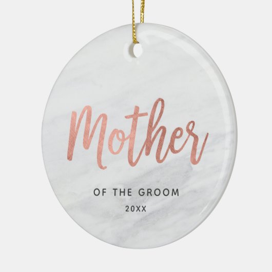 Moeder van de Groom Personalized Roos Gold Wedding Keramisch Ornament (Links)