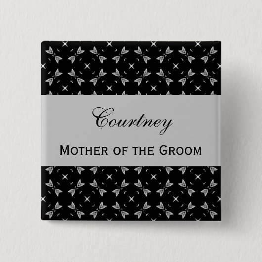Moeder van de Groom Pin Button Black en White (Voorkant)