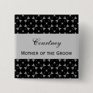 Moeder van de Groom Pin Button Black en White