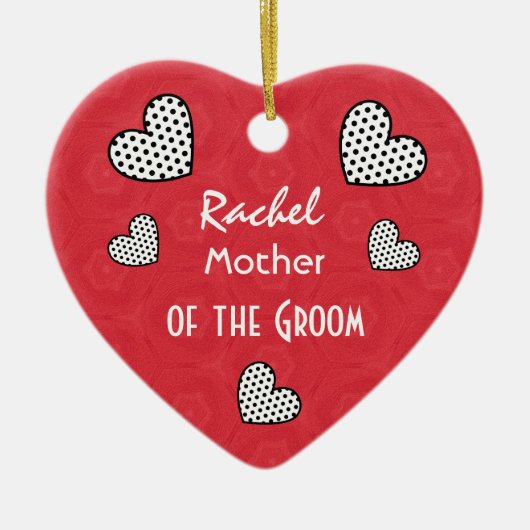 MOEDER VAN DE GROOM Polka Dot Hearts V09F Keramisch Ornament (Voorkant)