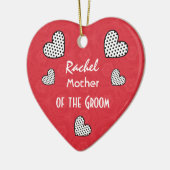 MOEDER VAN DE GROOM Polka Dot Hearts V09F Keramisch Ornament (Links)