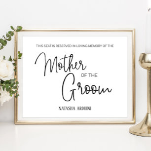 Moeder van de Groom Reserved Seat Memorial Wedding Poster