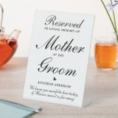 Moeder van de Groom Reserved Seat Memorial Wedding Reclamebord Met Voetstuk (Insitu)
