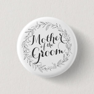 Moeder van de Groom Simple Floral Wedding Button