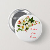 Moeder van de Groom Spray of Flowers Pin Button (Voorkant /achterkant)
