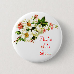 Moeder van de Groom Spray of Flowers Pin Button