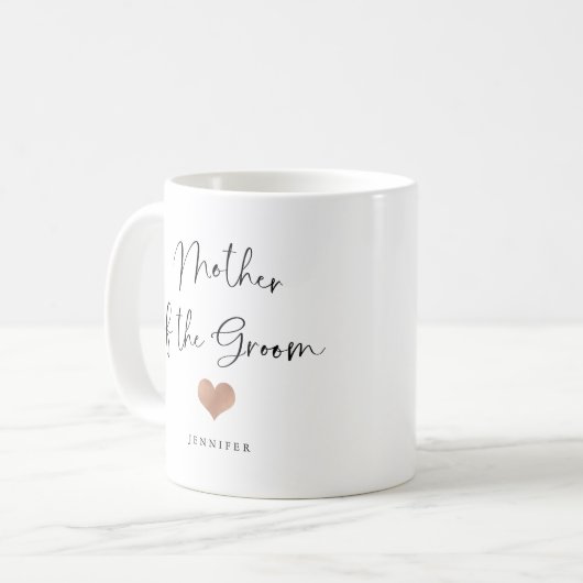 Moeder van de Groom | Trendy Script and Heart Koffiemok (Voorkant links)