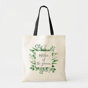 Moeder van de groom. Waterverf groene bruiloft Tote Bag