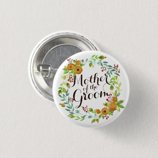 Moeder van de Groom Waterverf Wedding Pin Button (Voorkant /achterkant)