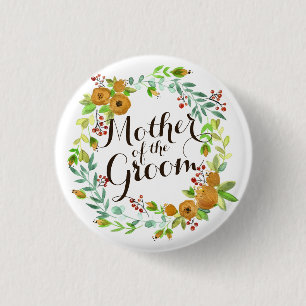 Moeder van de Groom Waterverf Wedding Pin Button